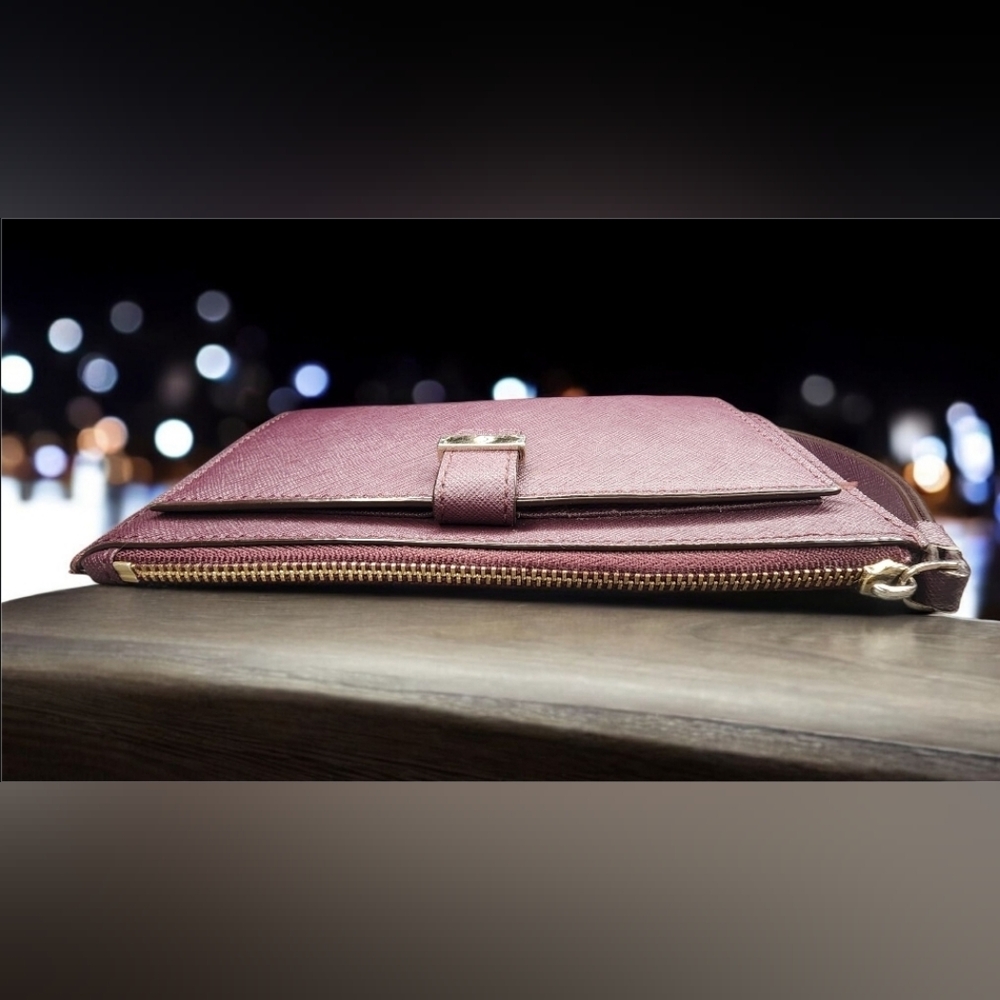 Kate Spade New York Redwood Saffiano Leather Wristlet - Picture 4 of 11